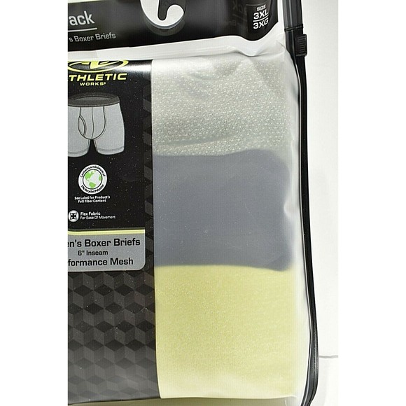 Athletic Works Men's Boxer Briefs 3 Pair per Package 6" Inseam Size 3XL - Picture 4 of 6